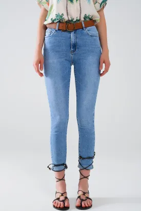 Regular Waist super Skinny Jeans in Light Wash with 5 pockets