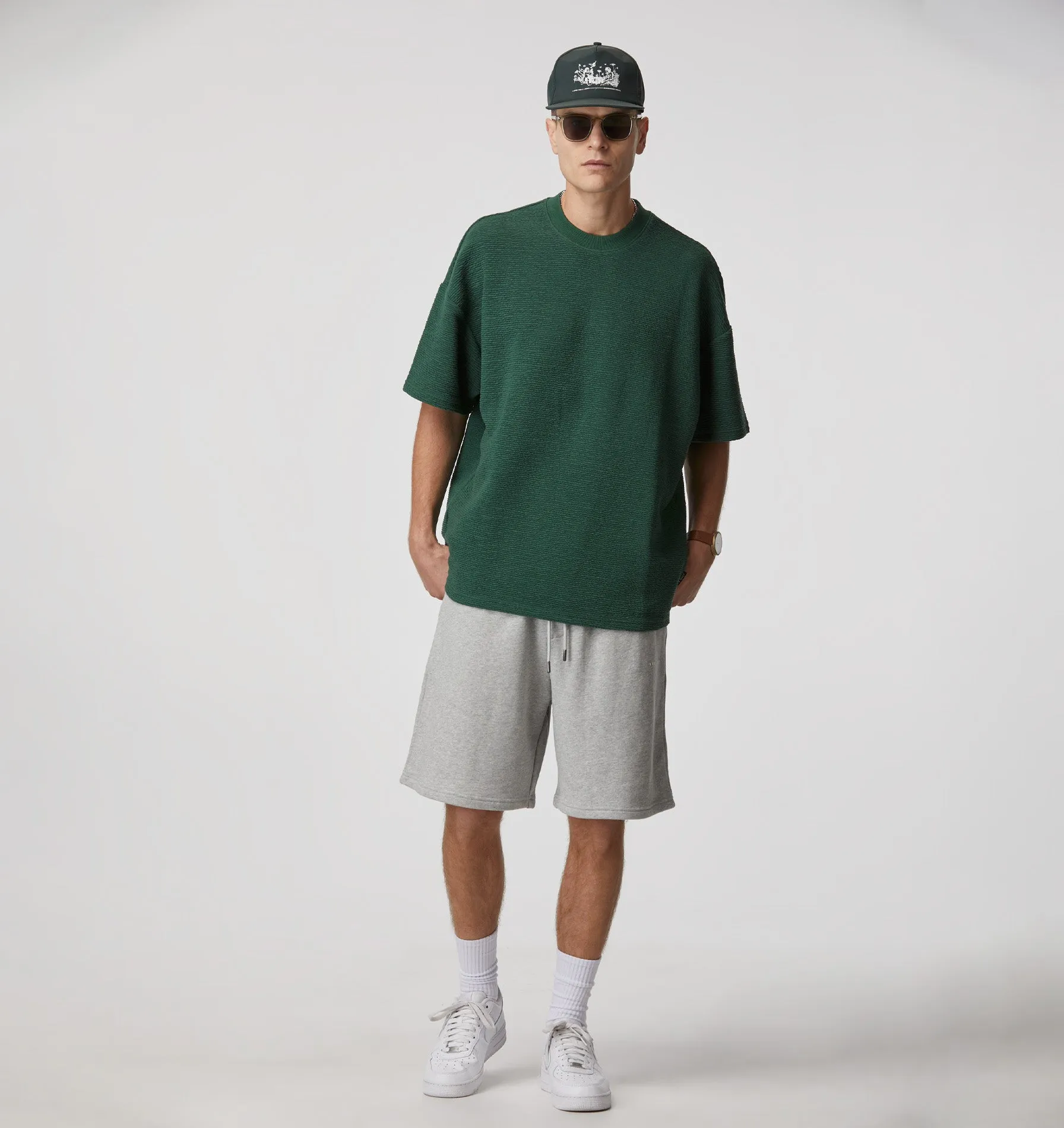 Ridged Box Tee - Forest Green