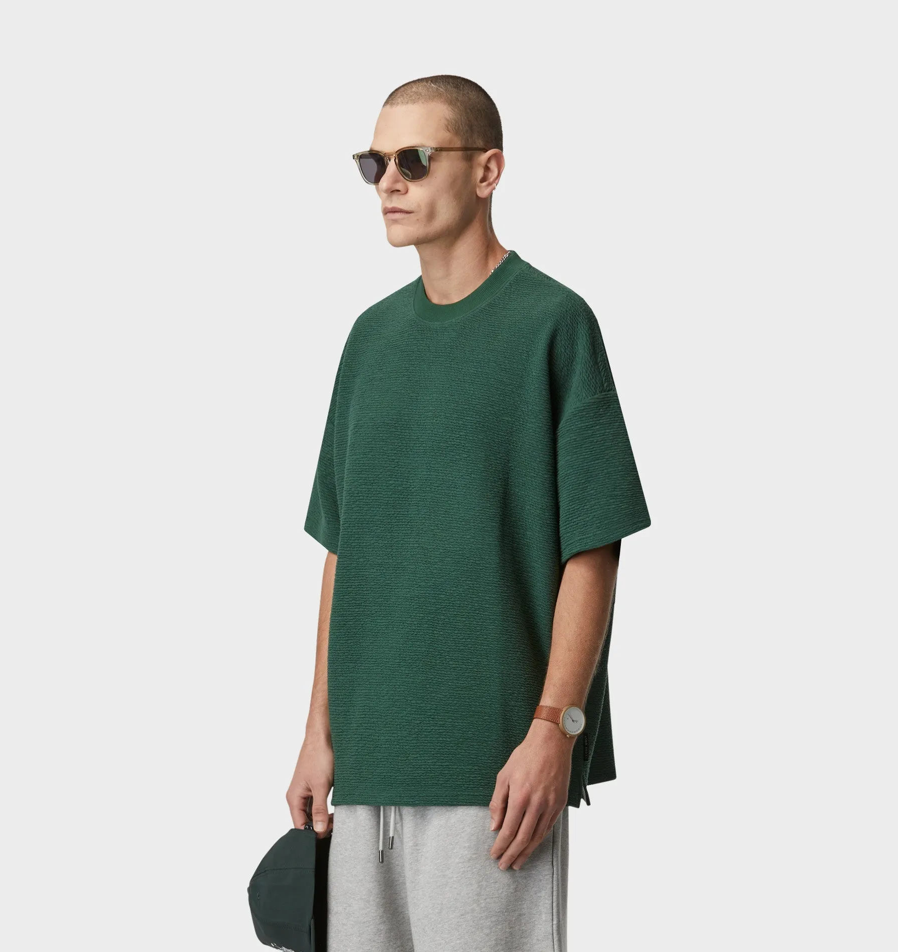 Ridged Box Tee - Forest Green