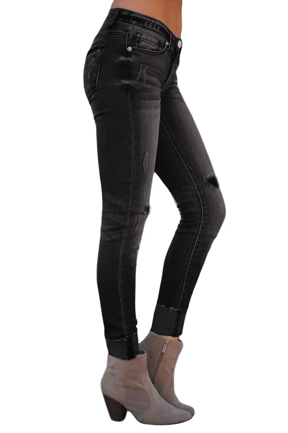 Ripped Skinny Stretch Jeans