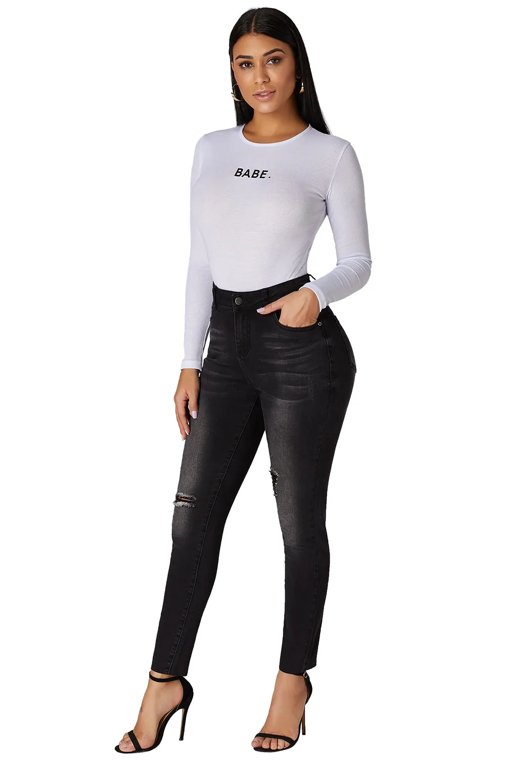 Ripped Skinny Stretch Jeans