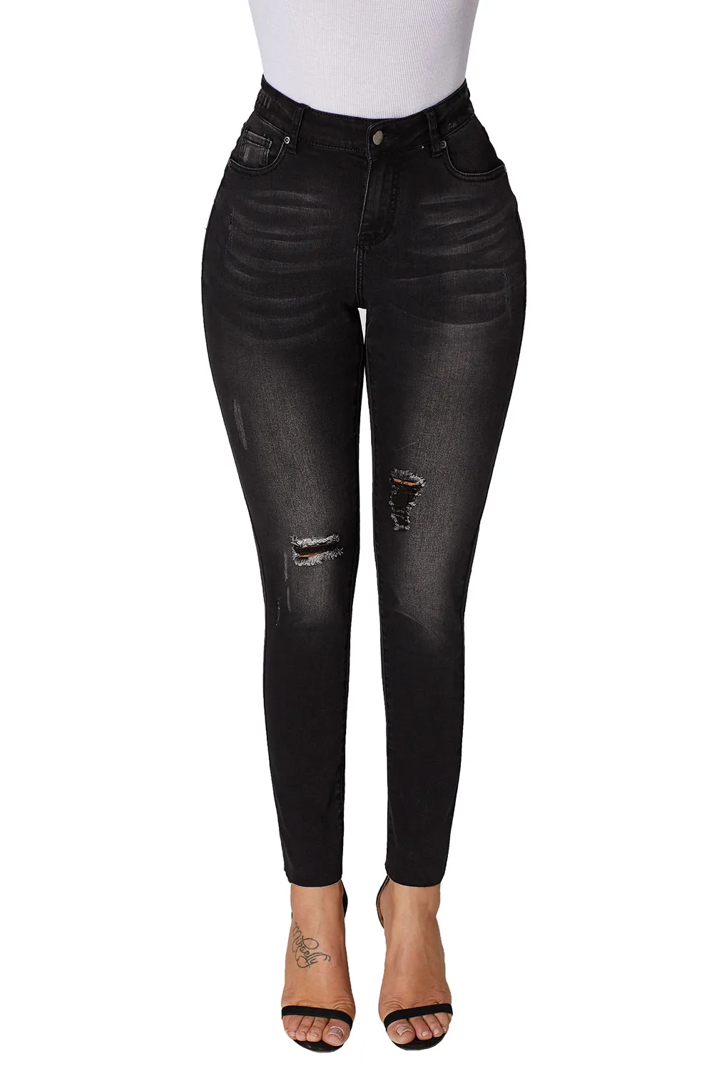 Ripped Skinny Stretch Jeans