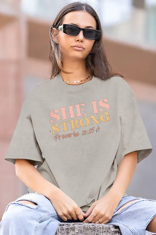 She is Strong, Vintage OVERSIZED Graphic Tee