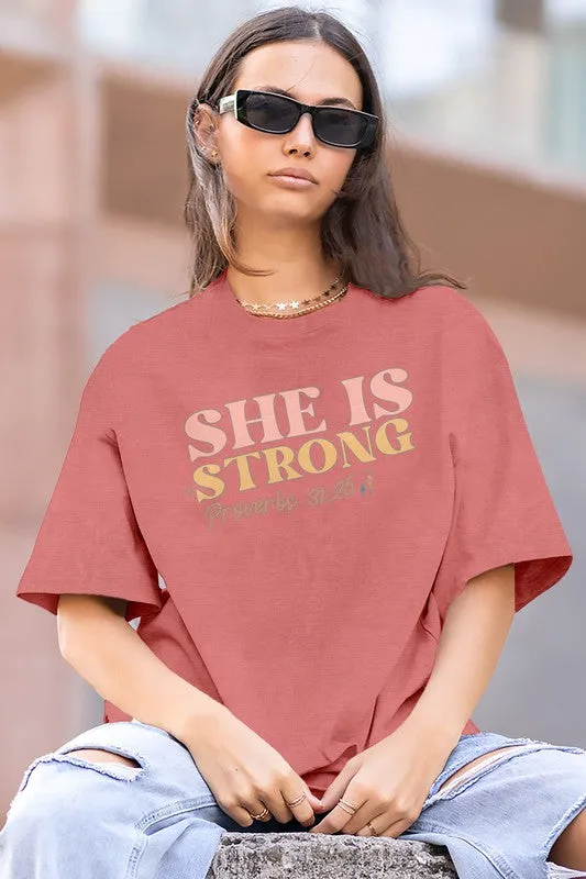 She is Strong, Vintage OVERSIZED Graphic Tee