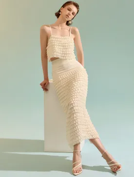 SK9205 Tiered Frill High Waist Long Skirt