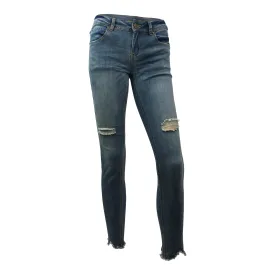 SKINNY CROP JEANS WITH DESTROYED TEARS (DARK & MED)