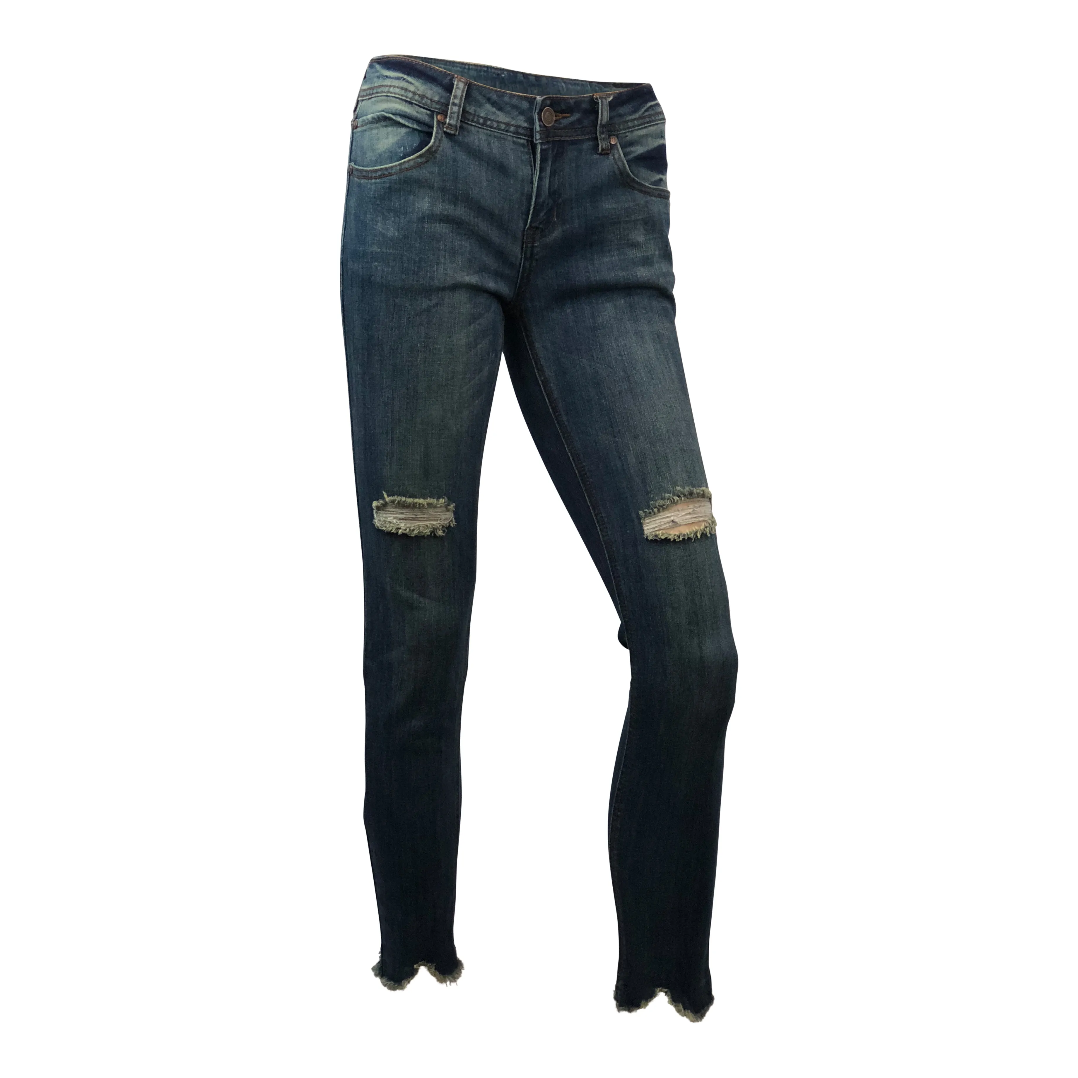 SKINNY CROP JEANS WITH DESTROYED TEARS (DARK & MED)