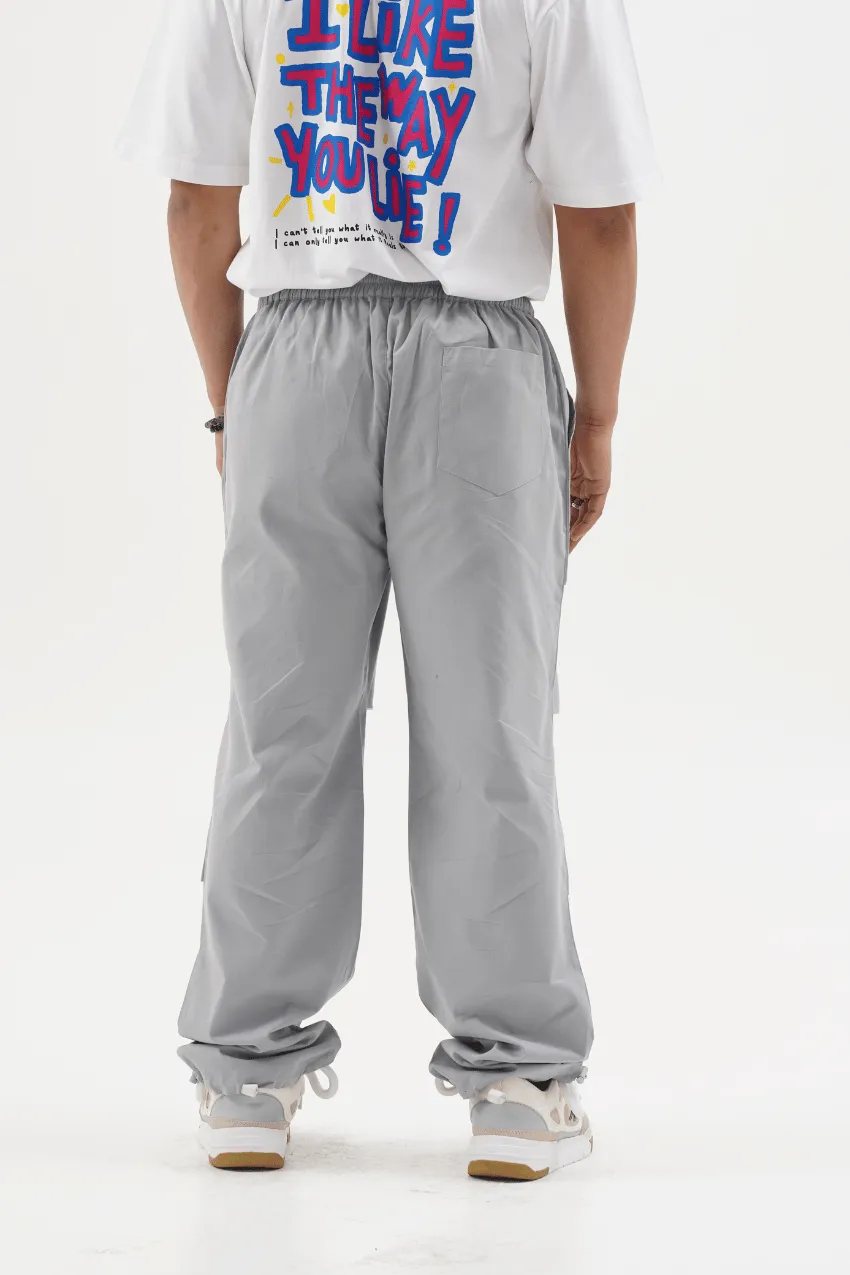 Slouchy Silver Grey Parachute Pants