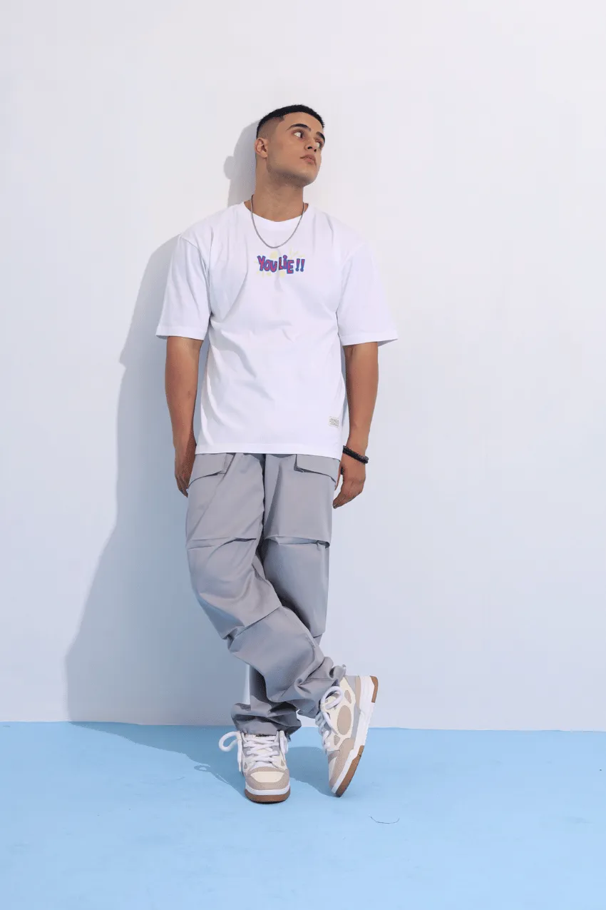 Slouchy Silver Grey Parachute Pants