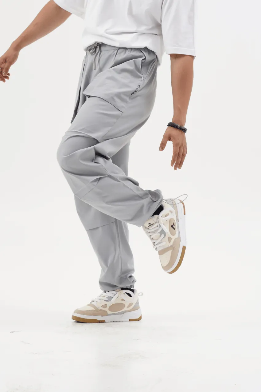 Slouchy Silver Grey Parachute Pants