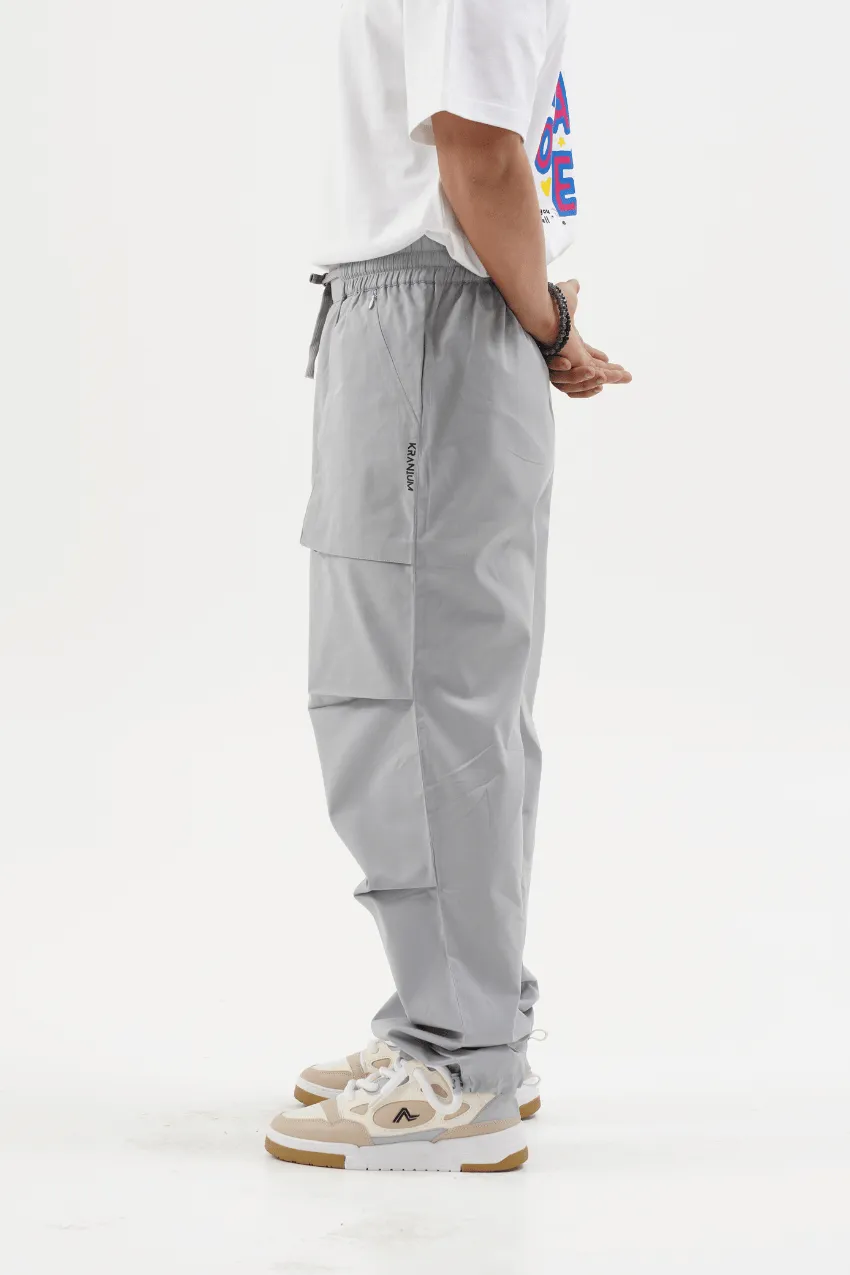 Slouchy Silver Grey Parachute Pants