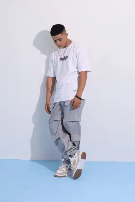 Slouchy Silver Grey Parachute Pants
