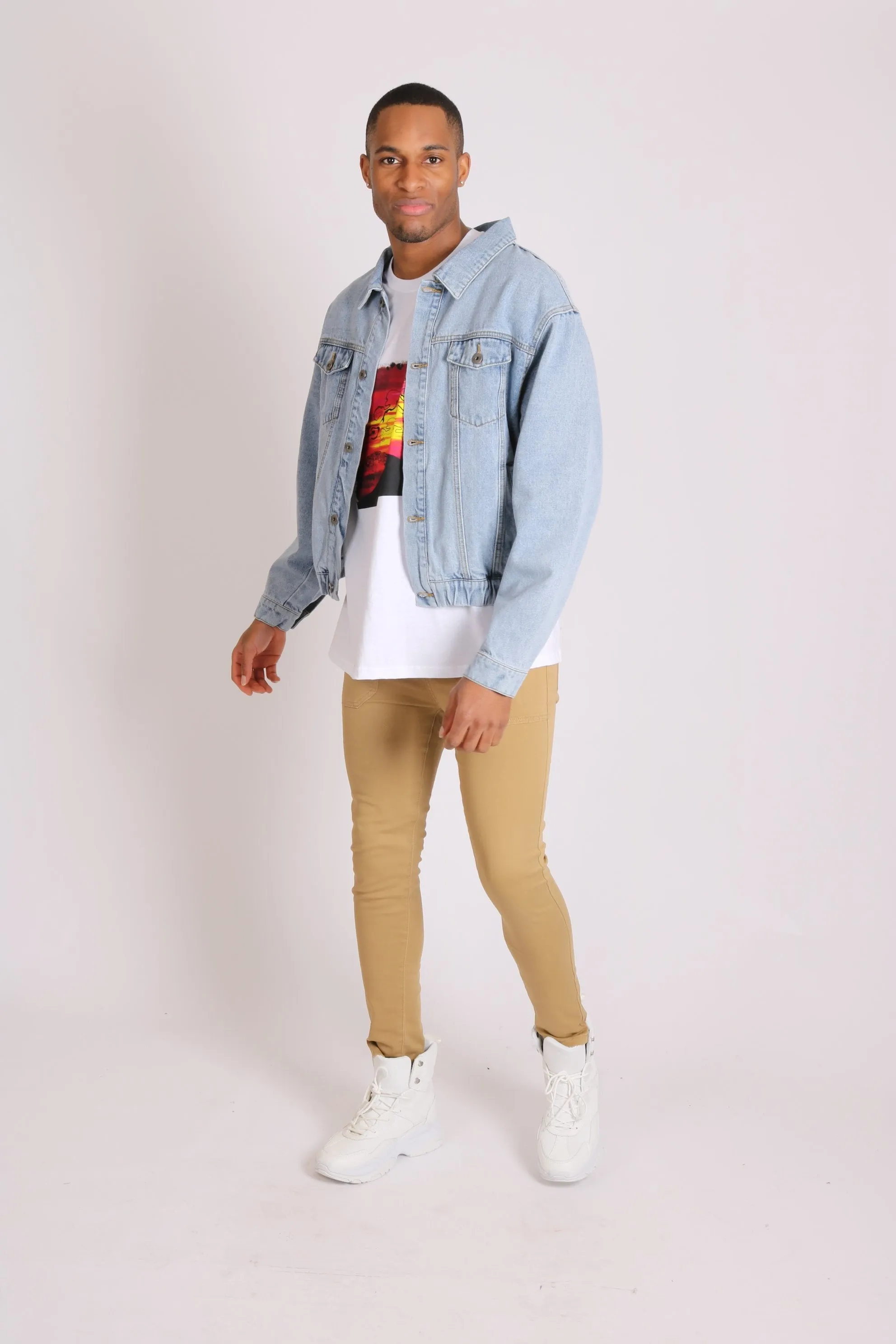 Stretch Skinny Denim Jeans In Tan