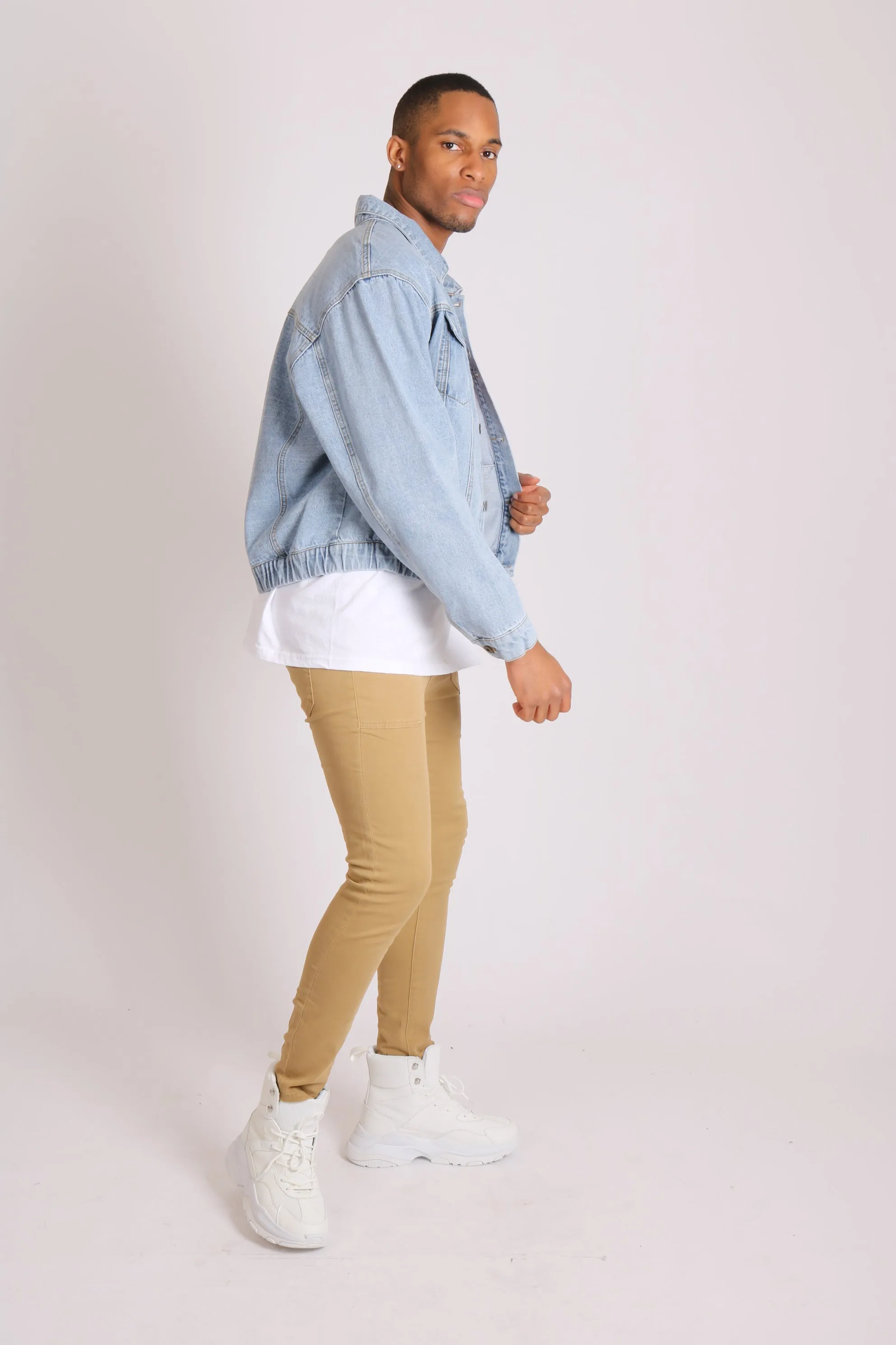 Stretch Skinny Denim Jeans In Tan