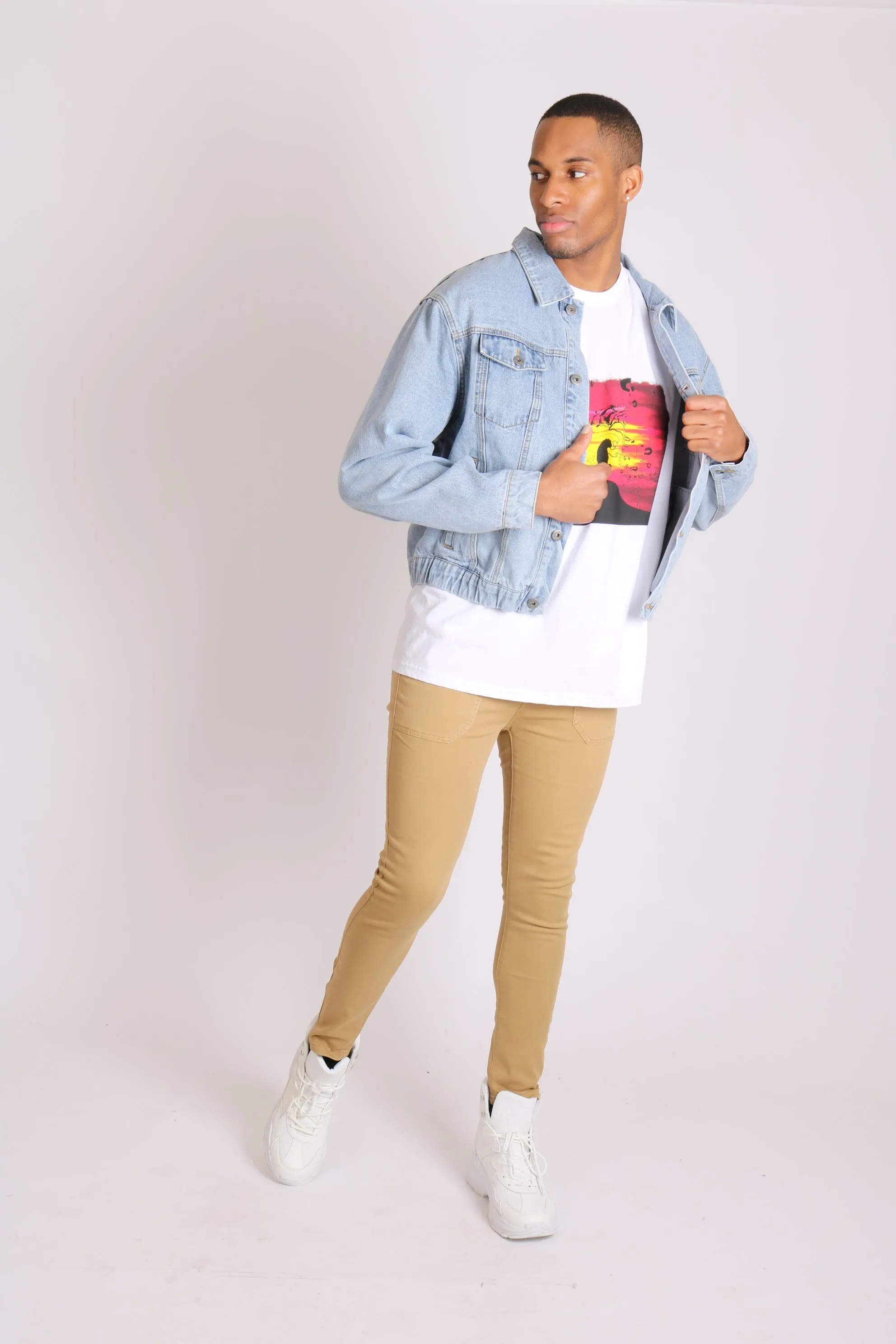 Stretch Skinny Denim Jeans In Tan