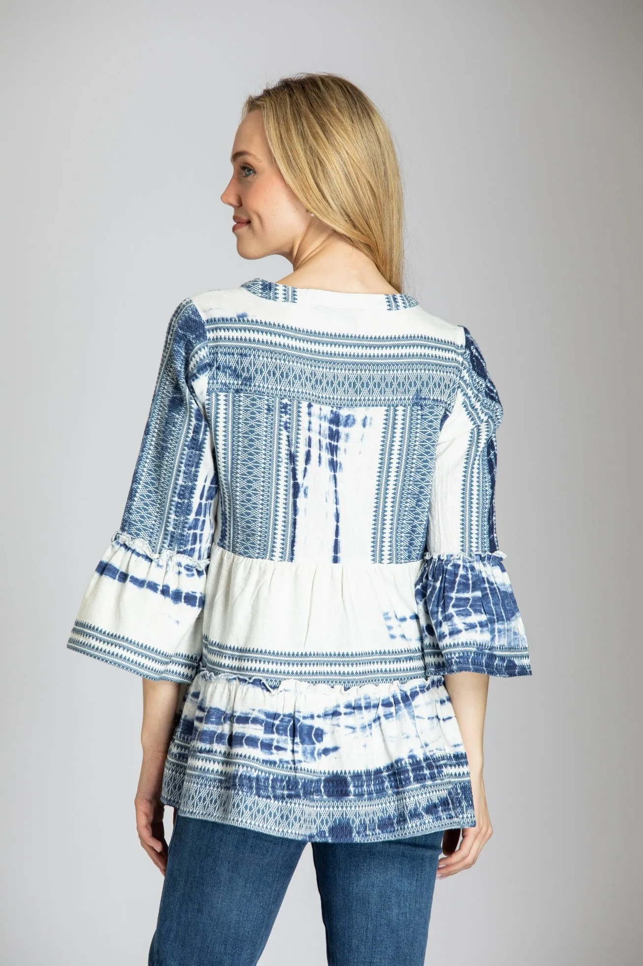 Stripe Tiered Pullover With Tie-dye Accents