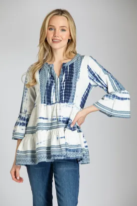 Stripe Tiered Pullover With Tie-dye Accents