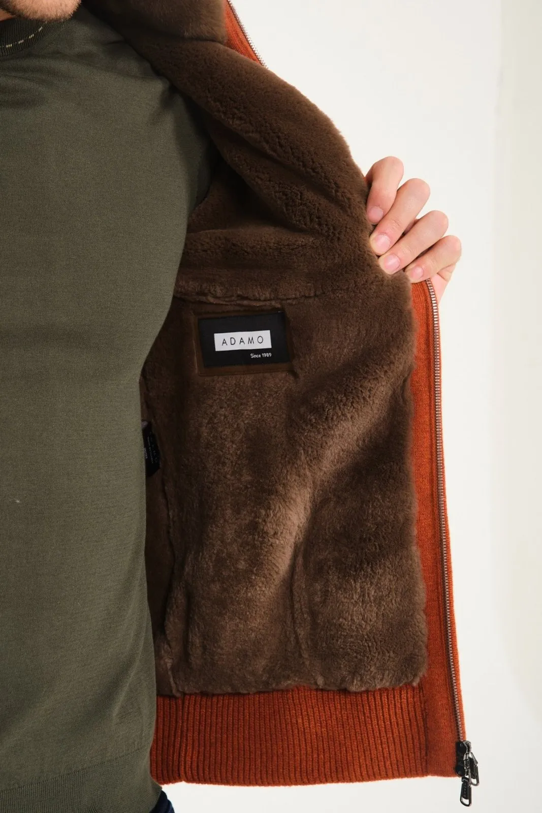 Tile Wool & Rex Fur Knit Cardigan