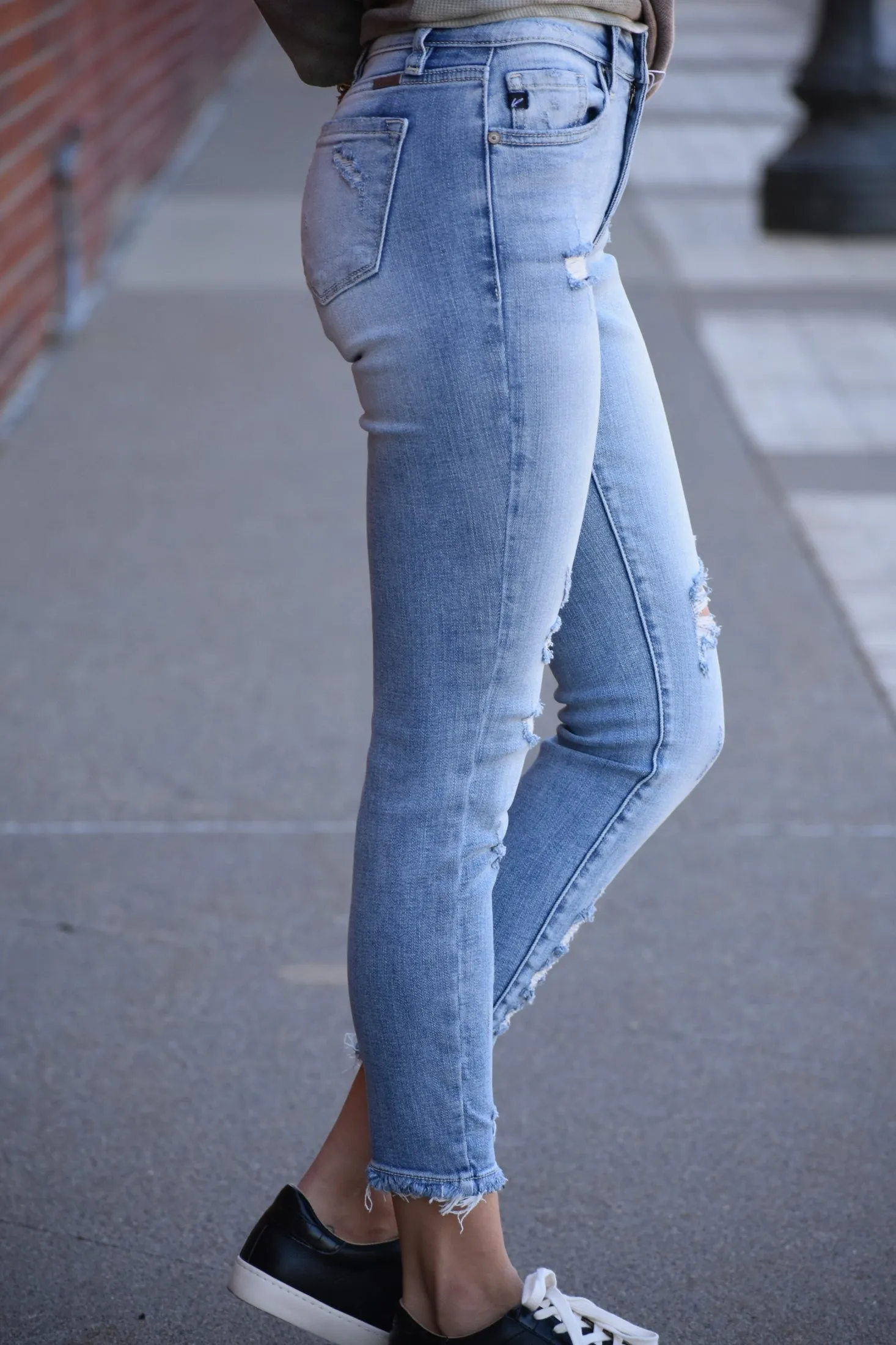 Tina Mid Rise Distressed Skinny Jean