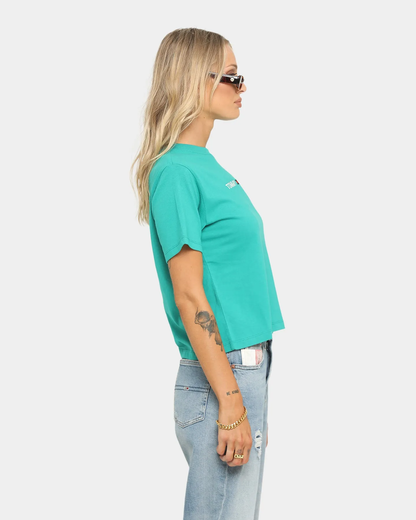 Tommy Jeans Women's Modern Linear Logo T-Shirt Midwest Green