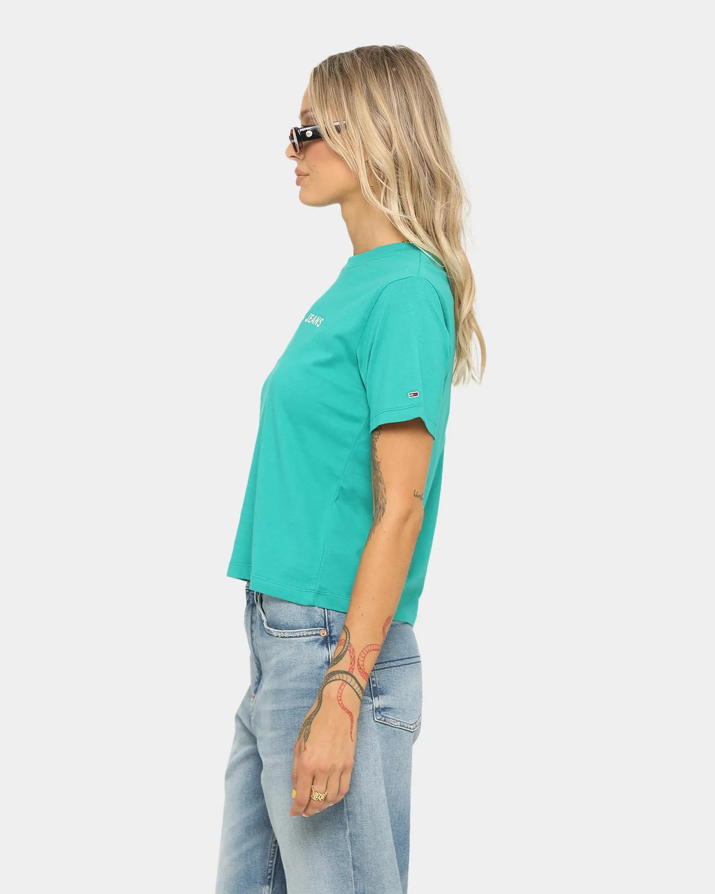 Tommy Jeans Women's Modern Linear Logo T-Shirt Midwest Green