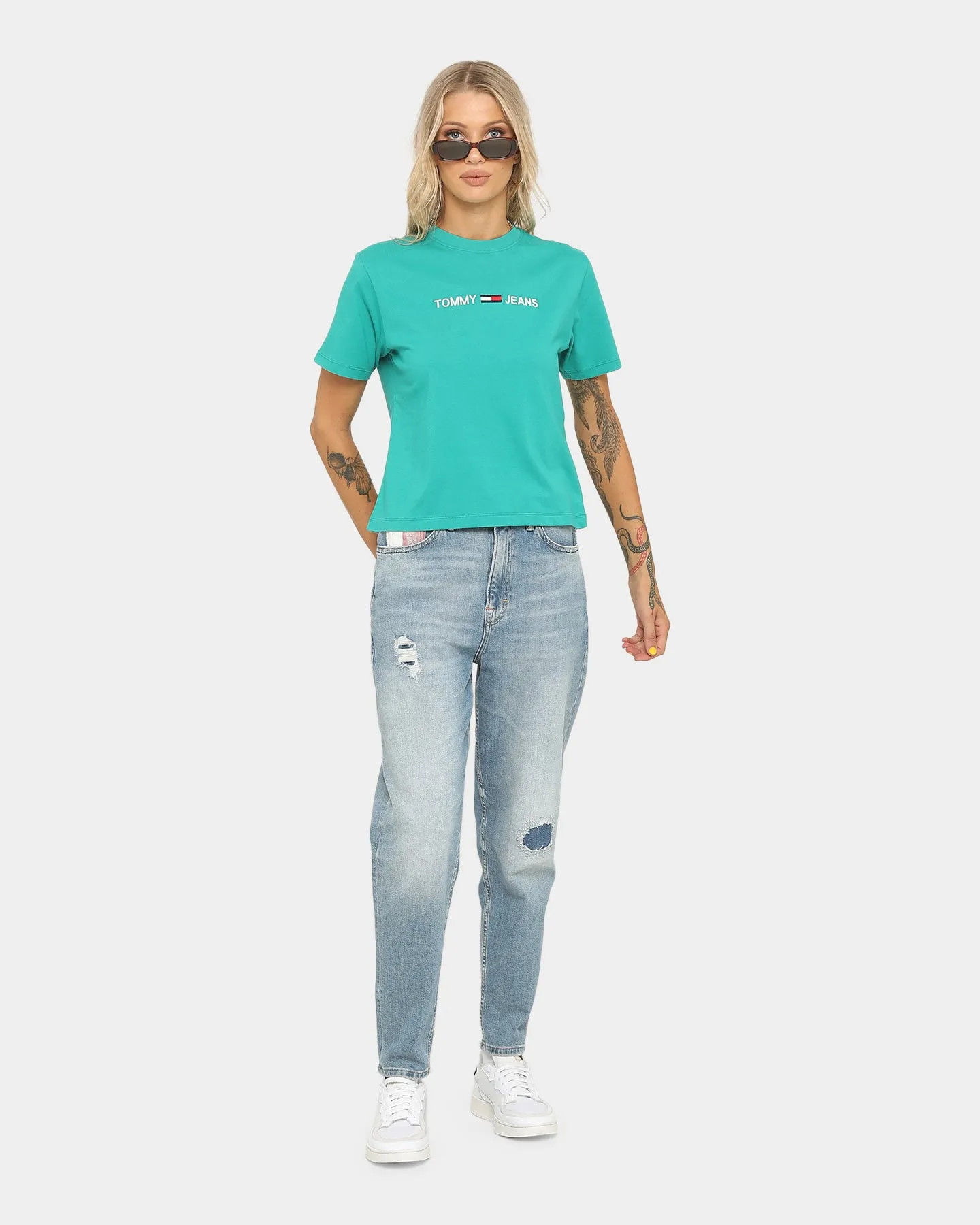 Tommy Jeans Women's Modern Linear Logo T-Shirt Midwest Green