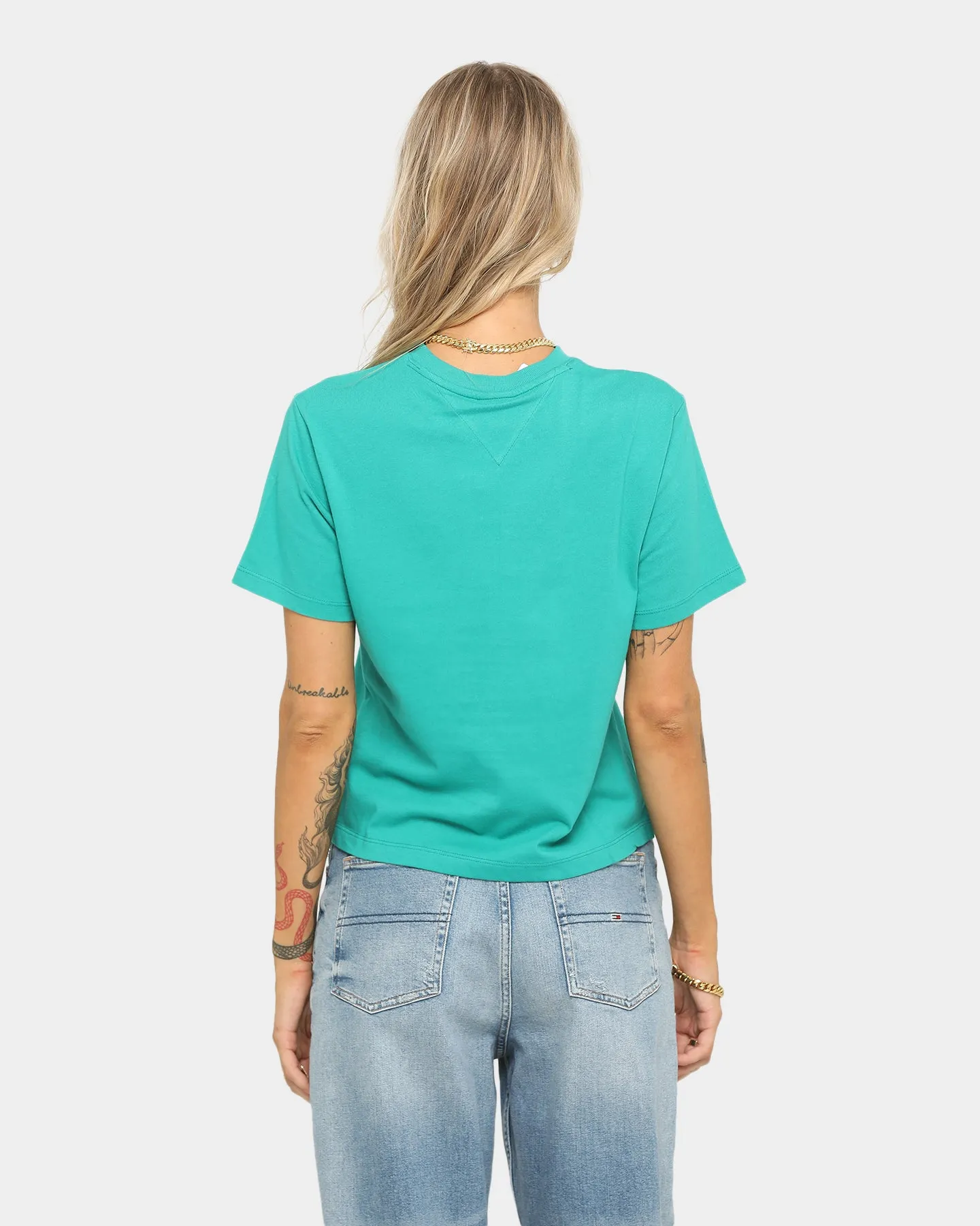 Tommy Jeans Women's Modern Linear Logo T-Shirt Midwest Green