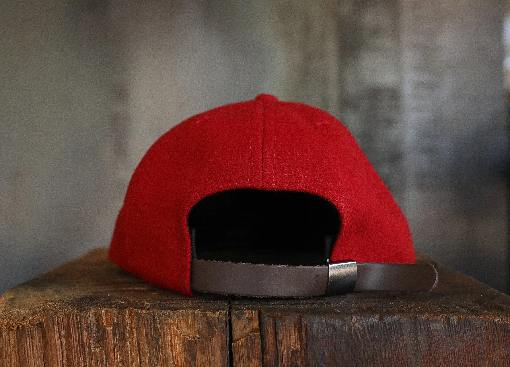 Vintage Unstructured Hainsworth Wool Cap- Anvil/ Red