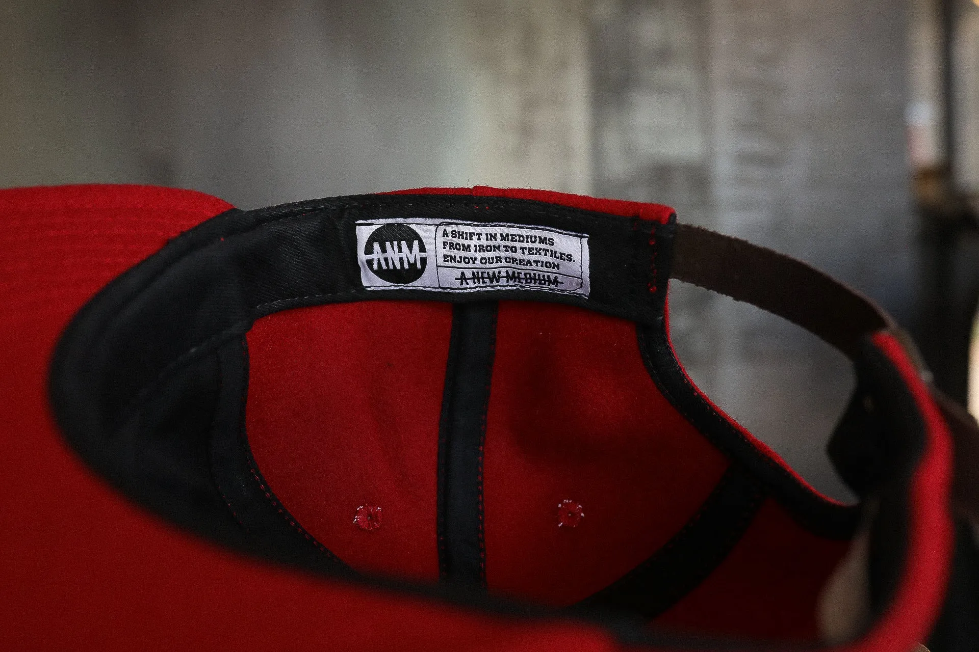 Vintage Unstructured Hainsworth Wool Cap- Anvil/ Red