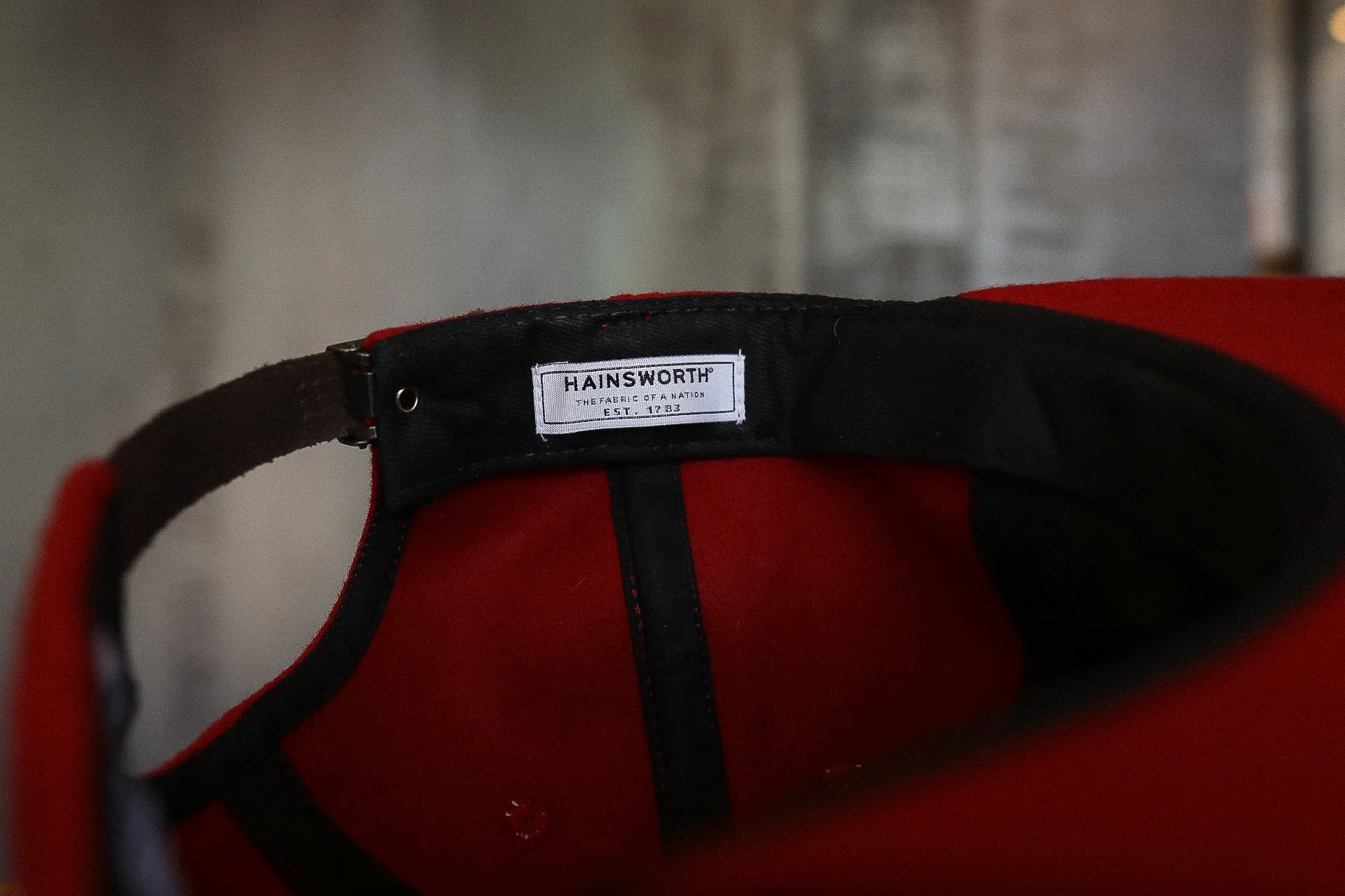 Vintage Unstructured Hainsworth Wool Cap- Anvil/ Red